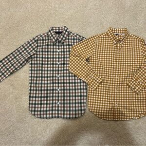 Bundle of Janie and Jack Boy’s Plaid Button-Down Shirts in Size 8 Brown, Green